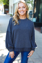 Load image into Gallery viewer, Weekend Ready Mineral Wash Rib Pullover Top in Charcoal
