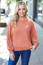 Load image into Gallery viewer, Weekend Ready Mineral Wash Rib Pullover Top in Rust
