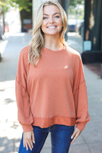 Load image into Gallery viewer, Weekend Ready Mineral Wash Rib Pullover Top in Rust
