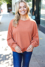 Load image into Gallery viewer, Weekend Ready Mineral Wash Rib Pullover Top in Rust
