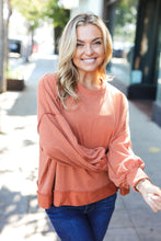 Load image into Gallery viewer, Weekend Ready Mineral Wash Rib Pullover Top in Rust
