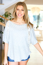 Load image into Gallery viewer, Heather Grey Two Tone Scalloped Crochet Knit Top

