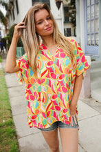 Load image into Gallery viewer, Casual Chic Multicolor Abstract V Neck Dolman Sleeve Top
