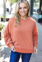 Load image into Gallery viewer, Weekend Ready Mineral Wash Rib Pullover Top in Rust
