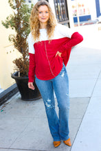 Load image into Gallery viewer, Festive Feels Red &amp; White Drop Shoulder Outseam Color Block Top
