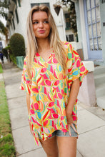 Load image into Gallery viewer, Casual Chic Multicolor Abstract V Neck Dolman Sleeve Top
