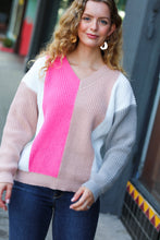 Load image into Gallery viewer, Cotton Candy Cuddles V Neck Color Block Sweater Top
