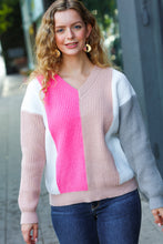 Load image into Gallery viewer, Cotton Candy Cuddles V Neck Color Block Sweater Top
