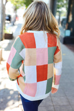 Load image into Gallery viewer, Ivory &amp; Rust Checker Jacquard Knit Sweater
