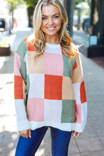 Load image into Gallery viewer, Ivory &amp; Rust Checker Jacquard Knit Sweater
