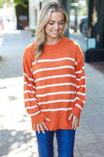 Load image into Gallery viewer, Stand Out Striped Oversized Knit Sweater in Rust
