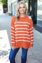 Load image into Gallery viewer, Stand Out Striped Oversized Knit Sweater in Rust
