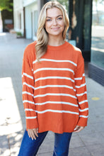 Load image into Gallery viewer, Stand Out Striped Oversized Knit Sweater in Rust
