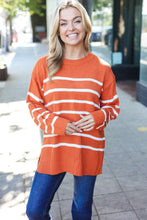 Load image into Gallery viewer, Stand Out Striped Oversized Knit Sweater in Rust
