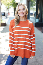 Load image into Gallery viewer, Stand Out Striped Oversized Knit Sweater in Rust
