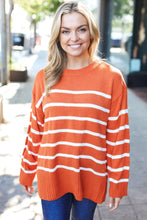 Load image into Gallery viewer, Stand Out Striped Oversized Knit Sweater in Rust
