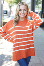 Load image into Gallery viewer, Stand Out Striped Oversized Knit Sweater in Rust
