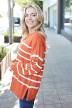 Load image into Gallery viewer, Stand Out Striped Oversized Knit Sweater in Rust
