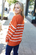 Load image into Gallery viewer, Stand Out Striped Oversized Knit Sweater in Rust
