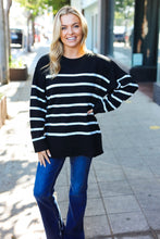 Load image into Gallery viewer, Stand Out Striped Oversized Knit Sweater in Black
