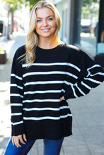 Load image into Gallery viewer, Stand Out Striped Oversized Knit Sweater in Black
