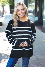 Load image into Gallery viewer, Stand Out Striped Oversized Knit Sweater in Black
