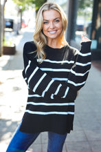 Load image into Gallery viewer, Stand Out Striped Oversized Knit Sweater in Black
