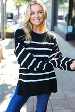 Load image into Gallery viewer, Stand Out Striped Oversized Knit Sweater in Black
