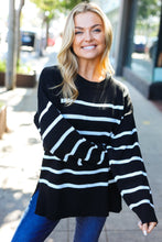 Load image into Gallery viewer, Stand Out Striped Oversized Knit Sweater in Black
