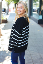 Load image into Gallery viewer, Stand Out Striped Oversized Knit Sweater in Black
