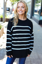 Load image into Gallery viewer, Stand Out Striped Oversized Knit Sweater in Black
