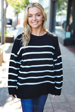 Load image into Gallery viewer, Stand Out Striped Oversized Knit Sweater in Black
