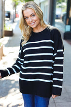 Load image into Gallery viewer, Stand Out Striped Oversized Knit Sweater in Black
