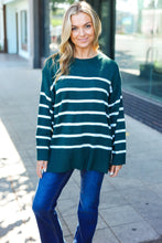 Load image into Gallery viewer, Stand Out Striped Oversized Knit Sweater in Hunter Green
