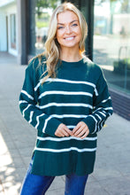 Load image into Gallery viewer, Stand Out Striped Oversized Knit Sweater in Hunter Green
