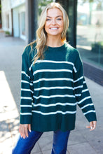 Load image into Gallery viewer, Stand Out Striped Oversized Knit Sweater in Hunter Green
