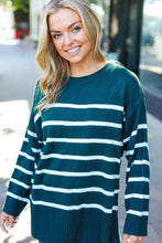 Load image into Gallery viewer, Stand Out Striped Oversized Knit Sweater in Hunter Green
