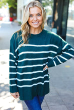 Load image into Gallery viewer, Stand Out Striped Oversized Knit Sweater in Hunter Green
