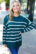 Load image into Gallery viewer, Stand Out Striped Oversized Knit Sweater in Hunter Green
