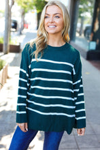 Load image into Gallery viewer, Stand Out Striped Oversized Knit Sweater in Hunter Green
