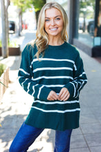 Load image into Gallery viewer, Stand Out Striped Oversized Knit Sweater in Hunter Green
