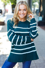 Load image into Gallery viewer, Stand Out Striped Oversized Knit Sweater in Hunter Green
