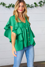 Load image into Gallery viewer, Feel the Waves Button Ruffle Woven Top
