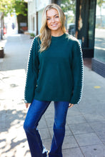 Load image into Gallery viewer, Rib Knit Stitch Detail Oversized Sweater in Hunter Green
