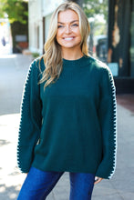 Load image into Gallery viewer, Rib Knit Stitch Detail Oversized Sweater in Hunter Green
