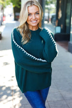 Load image into Gallery viewer, Rib Knit Stitch Detail Oversized Sweater in Hunter Green
