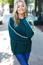 Load image into Gallery viewer, Rib Knit Stitch Detail Oversized Sweater in Hunter Green
