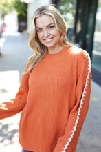 Load image into Gallery viewer, Rib Knit Stitch Detail Oversized Sweater in Rust
