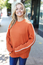 Load image into Gallery viewer, Rib Knit Stitch Detail Oversized Sweater in Rust
