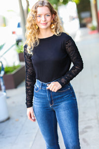 Can't Help But Love Shirred Velvet Mesh Blouse